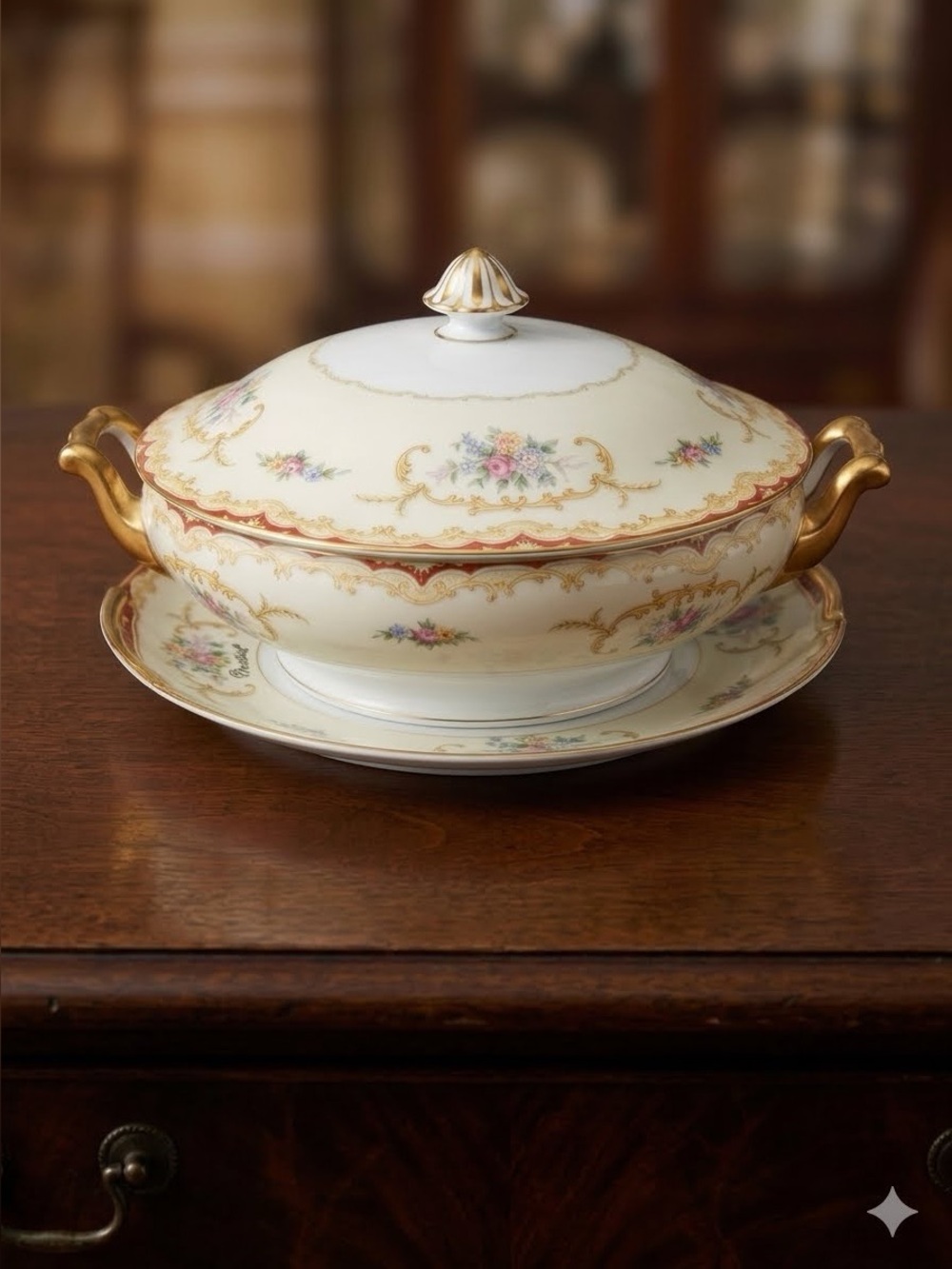 Noritake Oradell 588 Casserole Vegetable Bowl plate 1930s Floral Japan 3 pieces